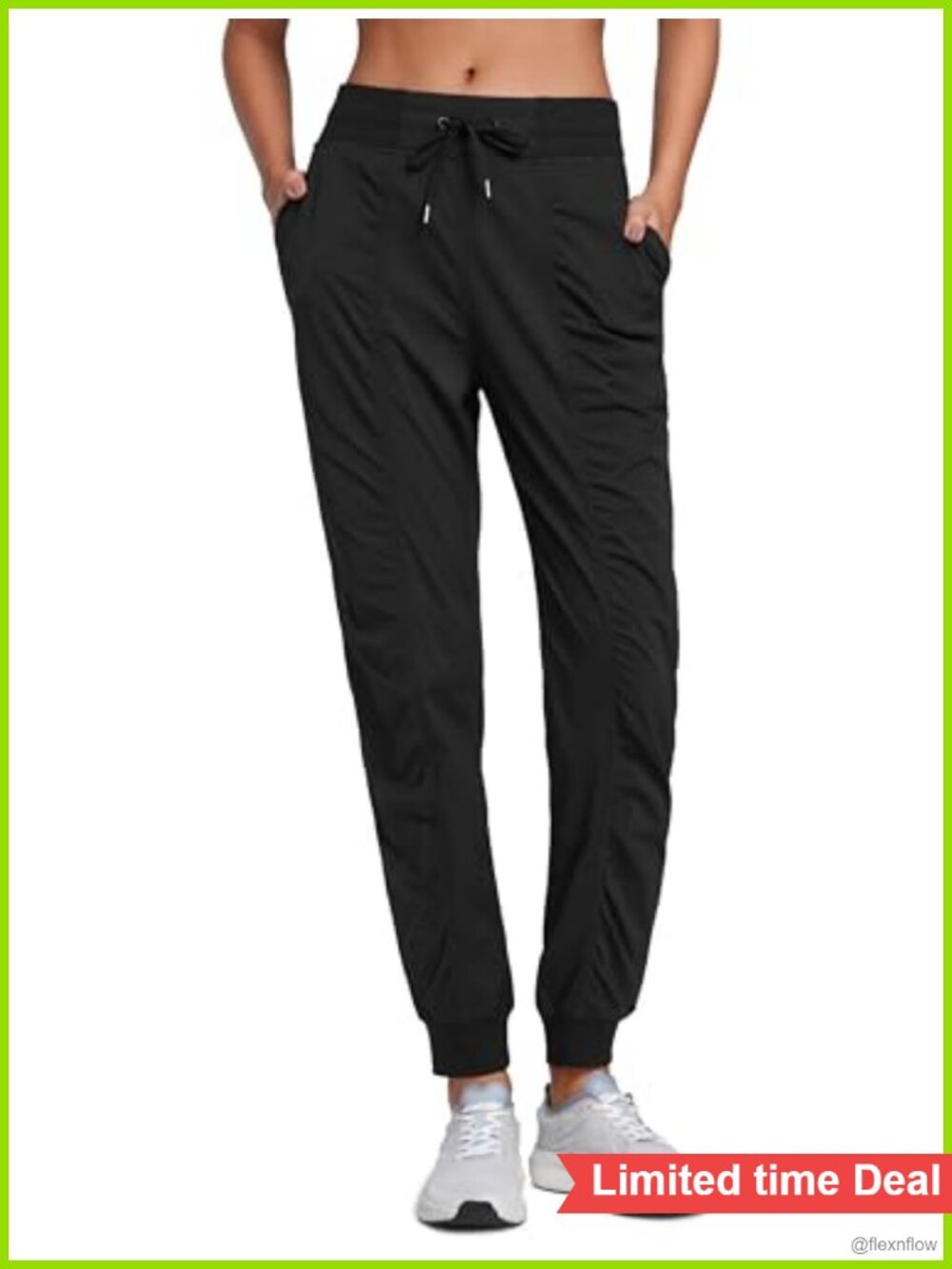 CRZ YOGA Women's Joggers 28.5" Inseam, Mid Rise, Pockets, Quick-Dry, Black